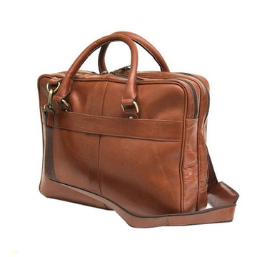 Men Genuine Leather Laptop Bag Brown